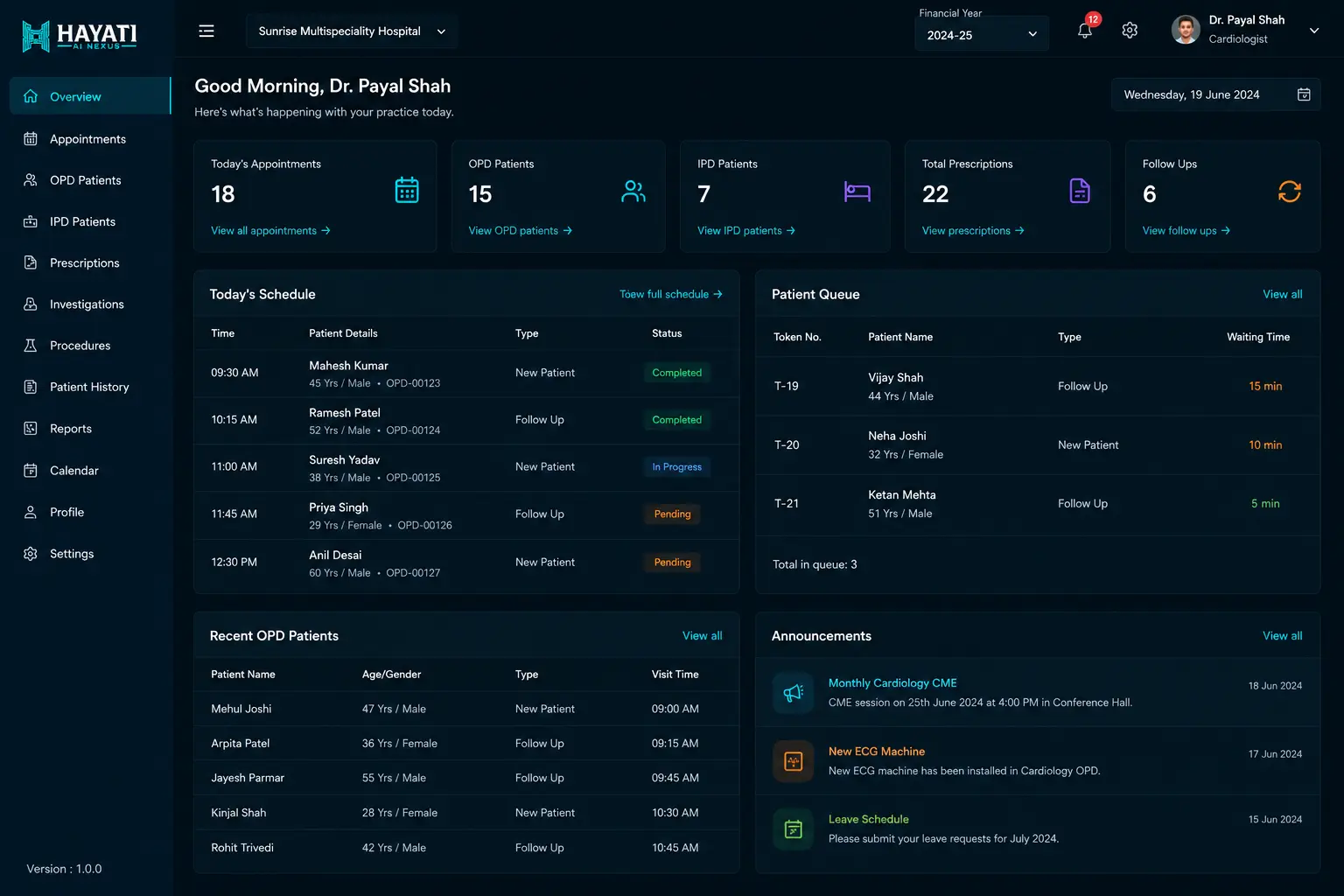 Hayati doctor dashboard — real product interface with consult queue and clinical context